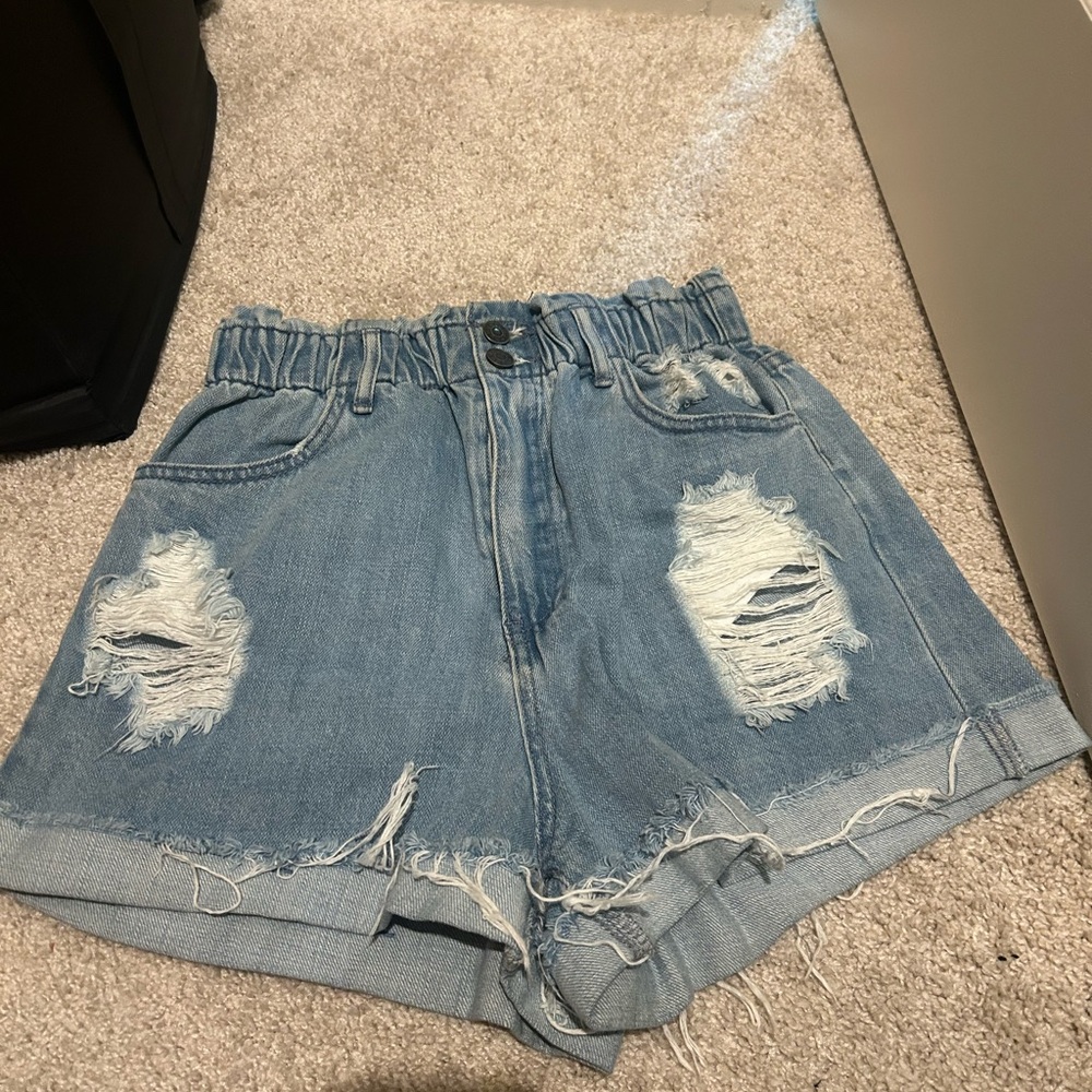 Show Me Your MuMu Blue Distressed Jean Shorts
